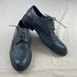 Men's Wingtip Brogue Leather Oxfords in Dark Gray